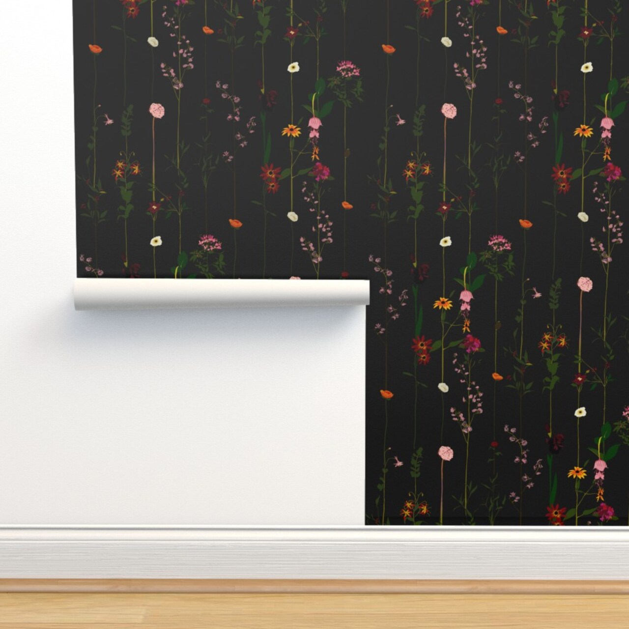 Minimal Elegant Modern Flower Vertical Stripe Moody Floral Romantic Custom Removable Wallpaper by Spoonflower Peel & Stick Wallpaper 2FT Wide